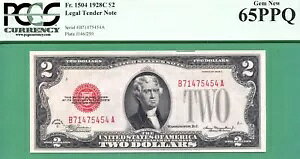 1928C $2 �č����� - PPQ �t�� PCGS GEM 65 - Fr 1504 BA �u���b�N - 1928 C