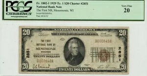 1929 TY1 $20 ��ꍑ����s�����j�[ WI CH# 2851 PCGS VF20