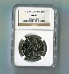 �R�����u�X 5 ���I 1492 �` 1992 D �V���o�[ �L�O�h�� $1 MS69 NGC UNC