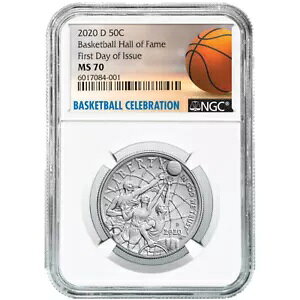 2020-D UNC 50c �o�X�P�b�g�{�[���a�� �n�[�t�_���[ NGC MS70 FDI �o�X�P�b�g�{�[�� ���x��