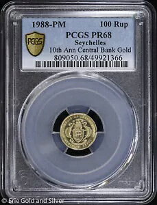 1988-PM 100 Rup �Z�C�V�F��������s 10 ���N�L�O�S�[���h �v���[�t �R�C�� PCGS PR 68
