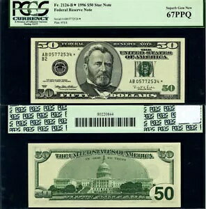 FR�B 2126 B* $50 1996 �A�M������s�� AB-* �u���b�N �X�[�p�[�u PCGS CU67 PPQ �X�^�[