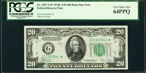 1934 C STAR # Fr 2057-G* �V�J�S $20 �����ʘA�M������s�� PCGS 64PPQ