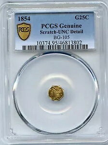 1854 G25C �J���t�H���j�A �S�[���h / PCGS �S�[���h BG-105 UNC / ���C���{�[�g�[��