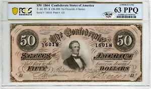 T-66 PF-8 1864 $50 ��R���� - PCGS-B Choice Unc 63 PPQ - �v���X!