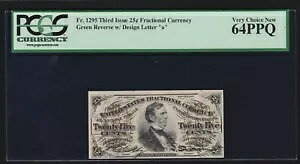 US 25c �[���ʉݎ��� (�����ua�v�t��) FR 1295 PCGS 64 PPQ Ch CU