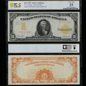 SC SCARCER 1907 $10 Fr.1172 PCGS 25 �S�[���h�ؖ����R�C������ (724)
