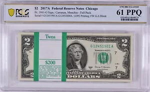 2017A $2 �V�J�S �t���p�b�N BEP 100 �m�[�g PCGS Gem UNC�A61 PPQ�AFW G-A�A�t���p�b�N