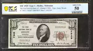 1929�N $10 �ŏ��̍�����s���ʉ� �V�F���r�[�E�l�u���X�J�B PCGS B ��UNC 50