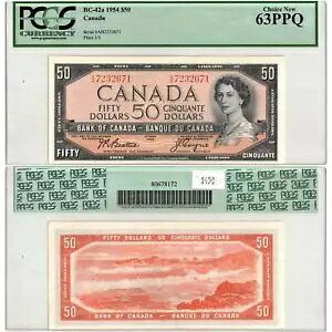 50 �h�� 1954 �N�J�i�_��s���r�[�e�B �R�C�� A/H �v���t�B�b�N�X BC-42 a - PCGS UNC-63 PPQ