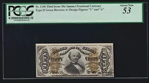 US 50c �X�s�i�[�����ʉݎ����^�C�v II �o�b�N FR 1340 PCGS 53 Ch AU (020)