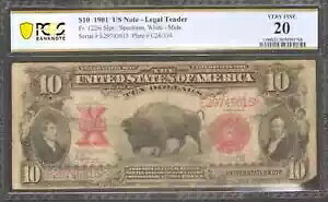1901 �N $10 �@��ʉݕĎ����~���[�� FR.122M �X�s�[���}�� �z���C�g PCGS VF 20 (615)