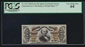US 50c �[���ʉݎ����X�s�i�[�A�u1�vFR 1337 PCGS 64 Ch CU (-022) �t��