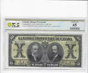 1928 Banque Provinciale $10 ���� Cat# 615-14-16 SN#E-M 152795 PCGS 45 �ڍׂ��Q��