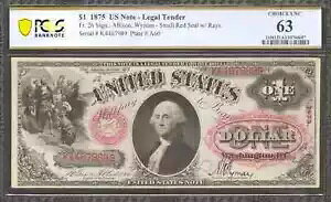 1875 �N $1 �@��ʉݕĎ��� FR.26 �A���\�� ���C�}�� PCGS CHOICE UNC 63 (989)