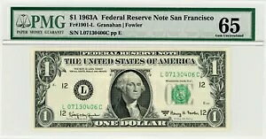 $1 1963-A �A�M������ �T���t�����V�X�R 12-L L07130406C PMG UNC 65 EPQ