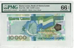 �V�G�����I�l 10000 ���I�l�X 2004 �s�b�N�ԍ� 29a PMG: 66 EPQ GEM UNC�B #PL2579