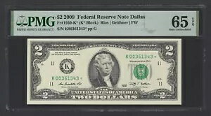 �č��A�M���{ 2 �h�� 2009 Fr#1939-K* (K* �u���b�N) UNC �O���[�h 65
