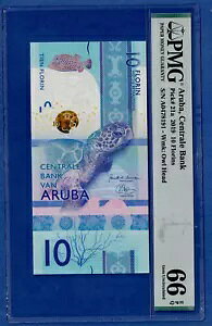 ARUBA 10 �t������ (2019) - P-21 UNC - �^�[�g�� - PMG �F���� UNC 66
