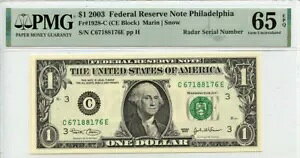2003 $1 �A�M������s���t�B���f���t�B�A Fr# 1928-C PMG Gem65 EPQ ���[�_�[