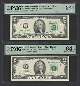 �č� 2 �A�� 2 �h�� 2009 Fr#1939-K* (K* �u���b�N) UNC Grade 64