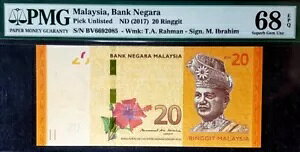 PMG GEM EPQ 68 UNC �}���[�V�A 20 �����M�b�g B/�m�[�g S/N-BV 6692085(+���� 1 �m�[�g)#21493
