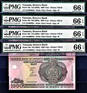 �o�k�A�c 1000 �o�c 2002 LOW �V���A�� 000030 �܂��� 000031 Pick-10b GEM UNC PMG 66 EPQ