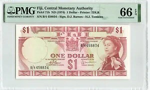 �t�B�W�[ $1 �h�� 1974�AP-71b �T�C��: Barnes Tomkins�APMG 66 EPQ Gem UNC�AQEII Note