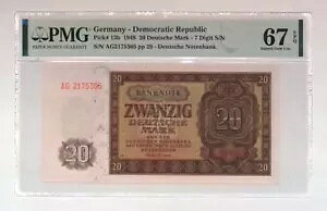 1948 �h�C�c DDR 20 �}���N���� PMG 67 UNC �ɏ�̈�i
