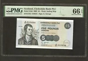 2002 �X�R�b�g�����h ?5 �|���h (Clydesdale Bank PLC) Unc#P218d ~ PMG �F��