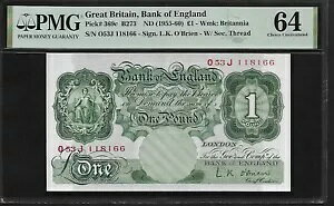 �C�M���X 1 �|���h 1955-60 PMG 64 UNC P#369c �C���O�����h��s S/N O53J