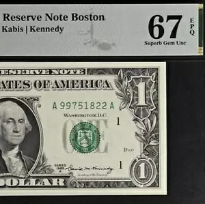 1969A 1 �h���A�M������s�� - PMG 67EPQ - 2 �Ԗڂɍ������� - Fr 1904-A