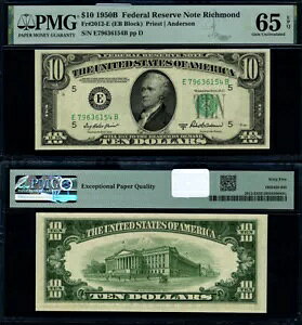 FR�B 2012 E $10 1950-B �A�M������s�����b�`�����h E-B �u���b�N �W�F�� PMG CU65 EPQ