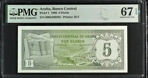 Aruba 5 Florin 1986 �s�b�N# 1 PMG: 67 EPQ GEM UNC�B #PL2428