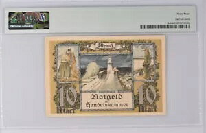 MEMEL 10 �}�[�N (1922) ���g�A�j�A �h�C�c �N���C�y�_ s/n 207730 UNC PMG 64 EPQ