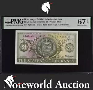 �K�[���W�[�� / �p�����{ GBP1 ND (1969-75) P 45a UNC PMG 67 EPQ TOP POP