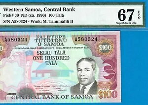 ���T���A-100 TALA-1990-S/N A580324-PICK 30 **PMG 67 SUPERB GEM UNC*�g�b�v �|�b�v*