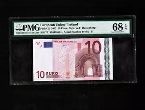 �A�C�������h 10 EURO P-2t 2002 Sign Duisenberg �v���t�B�b�N�X T = PMG 68 EPQ Superb Gem UNC
