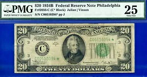1934B $20 �A�M������s�� PMG 25 �r���\�� �X�^�[ Fr 2056-C