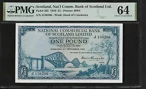 �X�R�b�g�����h 1 �|���h 1959 PMG 64 UNC �V���[�Y J Pick#265 �X�R�b�g�����h��s�B�v�����^�[BWC