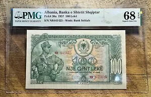1957 �A���o�j�A 100 Leke P-30a PMG 68 EPQ Superb Gem Unc *TOP POP*