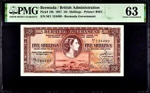 �o�~���[�_ 5 �V�����O 1957 PMG63 UNC P-19b Choice �����ʁAQE II�APP625X