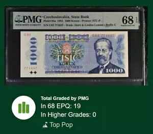 [�g�b�v �|�b�v] �`�F�R�X���o�L�A 1000 �R���� 1985 P98 PMG 68 SUPERB GEM UNC EPQ �v���t�B�b�N�X C
