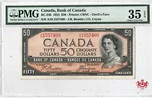 1954 �J�i�_��s $50 �f�r���t�F�C�X �r�[�e�B�[/�R�C�� A/H1557460 - PMG VF35 --