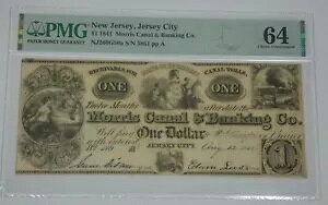 1841 �N�p�~ Morris Canal & Banking Co. �j���[�W���[�W�[�B�W���[�W�[�V�e�B 1 �h������ PMG 64 Ch Unc