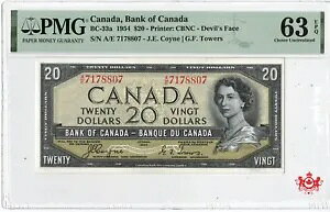 1954 �J�i�_��s $20 �f�r���t�F�C�X �R�C��/�^���[ A/E7178807 - PMG UNC63 --