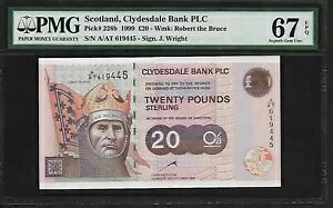 �X�R�b�g�����h 20 �|���h 1999 PMG 67 EPQ UNC P#228b Clydesdale Bank PLC �V���[�Y A/AT
