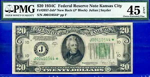 1934C $20 �A�M������s�� PMG 45EPQ ���v 6 �̊��m�̐V�����o�b�N�X�^�[ Fr 2057-J*