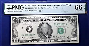 1969C $100 �A�M������ Fr-2166-B �j���[���[�N PMG66 �W�F�� EPQ