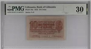���g�A�j�A 10 �Z���g�D (1922-11-16) P10a ���� Litas Litai PMG 30